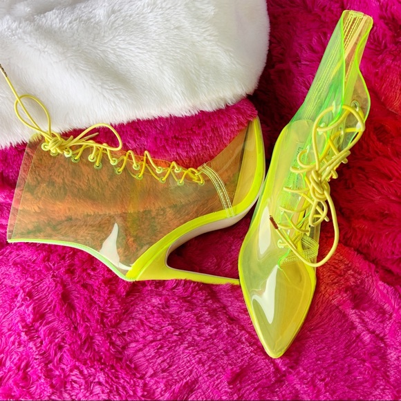 🌹Cape Robbin highlighter clear neon lace heels - Picture 8 of 8